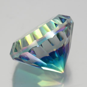 Quartzo místico multicolorido natural 10,68ct, corte redondo, VVS-VS