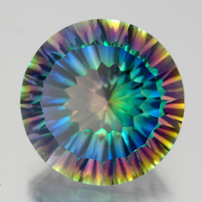 Quartzo místico multicolorido natural 9,22ct, corte redondo, VVS-VS