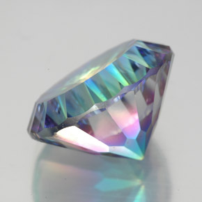 Quartzo místico multicolorido natural 9,22ct, corte redondo, VVS-VS