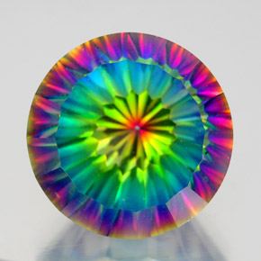 Quartzo místico multicolorido natural 10,64ct, corte redondo, VVS-VS