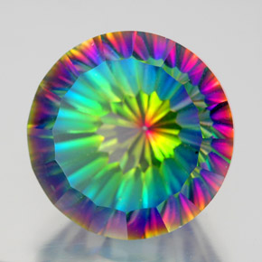 Quartzo místico multicolorido natural 10,64ct, corte redondo, VVS-VS