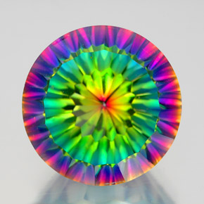 Quartzo místico multicolorido natural 10,88ct, corte redondo, VVS