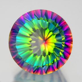 Quartzo místico multicolorido natural 10,88ct, corte redondo, VVS