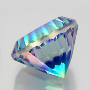 Quartzo místico multicolorido natural 10,88ct, corte redondo, VVS