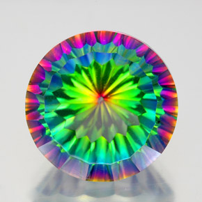 Quartzo místico multicolorido natural 10,37ct, corte redondo, VVS-VS