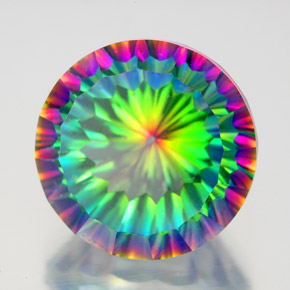 Quartzo místico multicolorido natural 10,37ct, corte redondo, VVS-VS