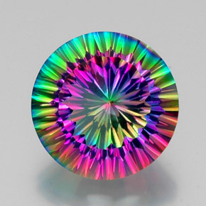 Quartzo místico multicolorido natural 11,61ct, corte redondo, VS