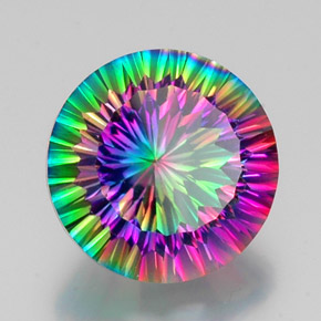 Quartzo místico multicolorido natural 11,61ct, corte redondo, VS