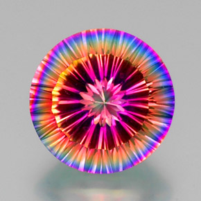 Quartzo místico multicolorido natural 10,90ct, corte redondo, VVS-VS