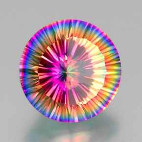 Quartzo místico multicolorido natural 10,90ct, corte redondo, VVS-VS