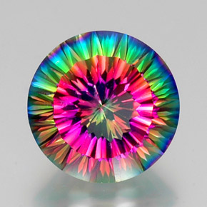 Quartzo místico multicolorido natural 11,63ct, corte redondo, VVS-VS