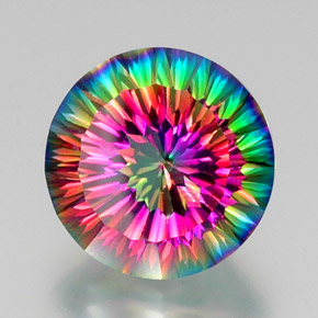 Quartzo místico multicolorido natural 11,63ct, corte redondo, VVS-VS
