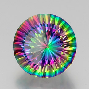Quartzo místico multicolorido natural 12,53ct, corte redondo, VVS