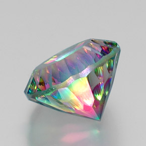 Quartzo místico multicolorido natural 12,53ct, corte redondo, VVS