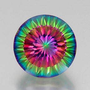Quartzo místico multicolorido natural 12,48ct, corte redondo, VVS-VS