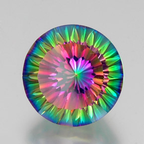 Quartzo místico multicolorido natural 12,48ct, corte redondo, VVS-VS