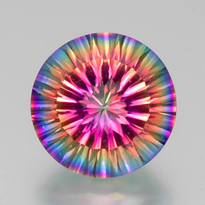 Quartzo místico multicolorido natural 10,67ct, corte redondo, VVS-VS