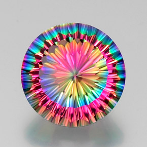 Quartzo místico multicolorido natural 11,34ct, corte redondo, VVS-VS