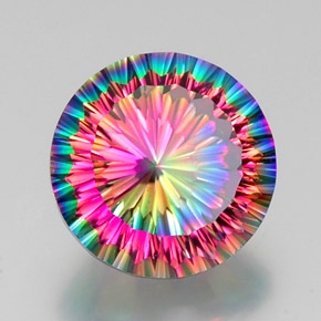 Quartzo místico multicolorido natural 11,34ct, corte redondo, VVS-VS