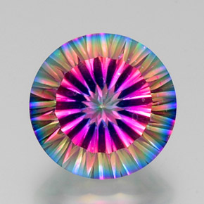 Quartzo místico multicolorido natural 11,60ct, corte redondo, VS