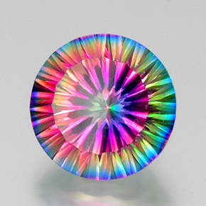 Quartzo místico multicolorido natural 11,60ct, corte redondo, VS