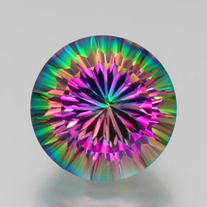 Quartzo místico multicolorido natural 12,13ct, corte redondo, VVS