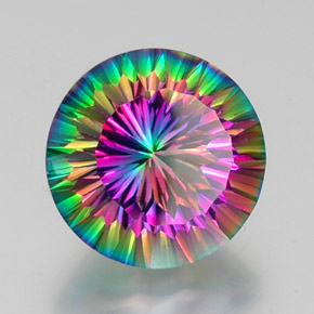 Quartzo místico multicolorido natural 12,13ct, corte redondo, VVS