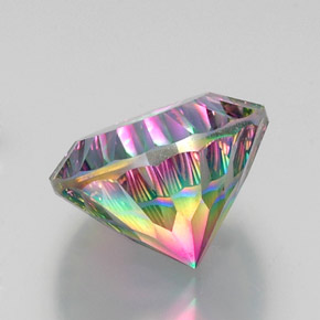 Quartzo místico multicolorido natural 12,13ct, corte redondo, VVS