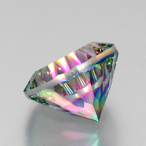 Quartzo místico multicolorido natural 12,41ct, corte redondo, VVS