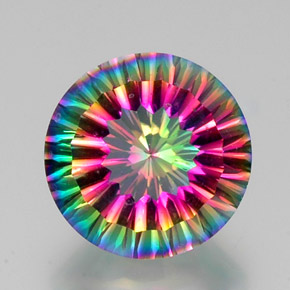 Quartzo místico multicolorido natural 10,80ct, corte redondo, VVS-VS