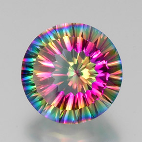 Quartzo místico multicolorido natural 10,80ct, corte redondo, VVS-VS