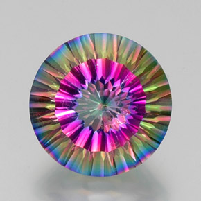Quartzo místico multicolorido natural 10,62ct, corte redondo, VS