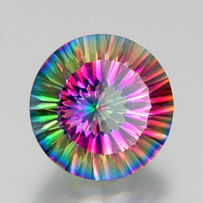 Quartzo místico multicolorido natural 10,62ct, corte redondo, VS