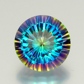 Quartzo místico multicolorido natural 9,17ct, corte redondo, VVS-VS