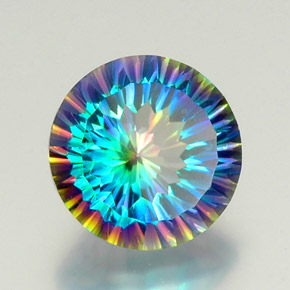 Quartzo místico multicolorido natural 9,17ct, corte redondo, VVS-VS