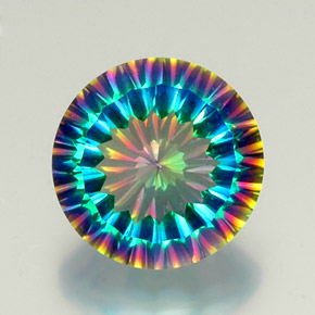 Quartzo místico multicolorido natural 9,44ct, corte redondo, VVS-VS