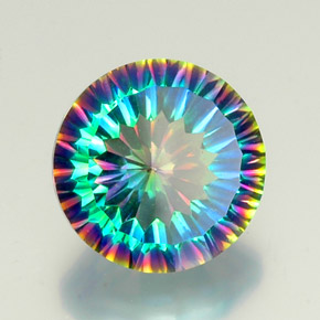 Quartzo místico multicolorido natural 9,44ct, corte redondo, VVS-VS