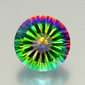 Quartzo místico multicolorido natural 9,44ct, corte redondo, VVS