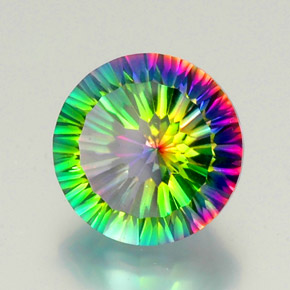 Quartzo místico multicolorido natural 9,44ct, corte redondo, VVS