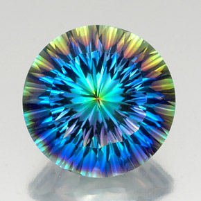 Quartzo místico multicolorido natural 18,36ct, corte redondo, VVS-VS