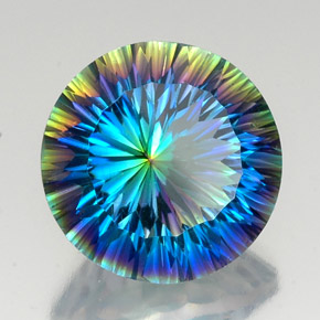 Quartzo místico multicolorido natural 18,36ct, corte redondo, VVS-VS