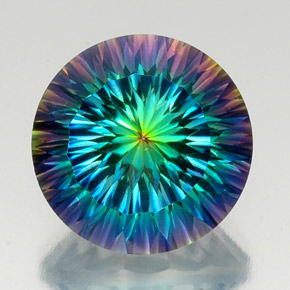 Quartzo místico multicolorido natural 20,94ct, corte redondo, VVS-VS