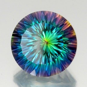 Quartzo místico multicolorido natural 20,94ct, corte redondo, VVS-VS