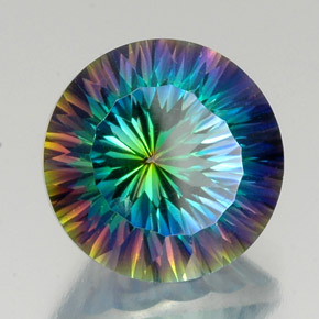 Quartzo místico multicolorido natural 20,87ct, corte redondo, VVS-VS