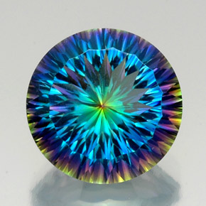 Quartzo místico multicolorido natural 19,39ct, corte redondo, VVS