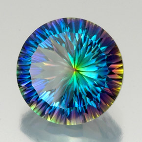 Quartzo místico multicolorido natural 19,39ct, corte redondo, VVS