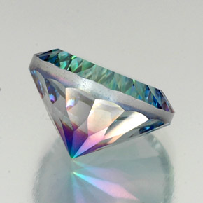 Quartzo místico multicolorido natural 19,39ct, corte redondo, VVS