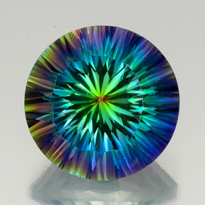 Quartzo místico multicolorido natural 19,24ct, corte redondo, VVS-VS