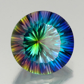 Quartzo místico multicolorido natural 19,24ct, corte redondo, VVS-VS