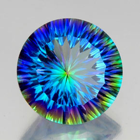 Quartzo místico multicolorido natural 18,05ct, corte redondo, VVS-VS